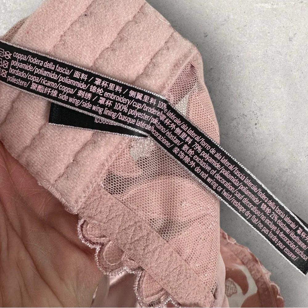 Victorias secret Pink Lace Floral Bralette Bra Womens Size Medium DD Sexy Adjust - Picture 12 of 15